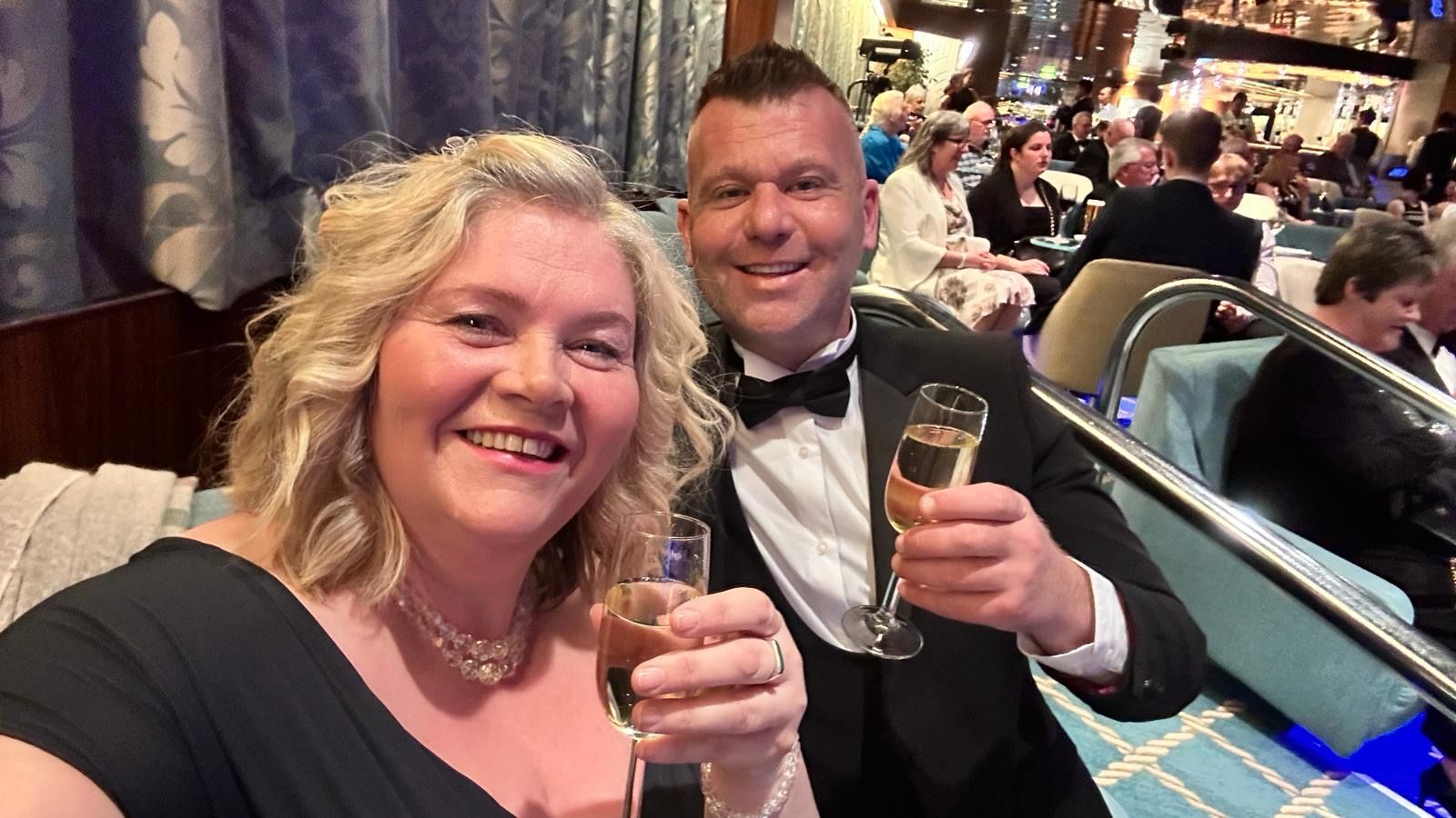 Di and Jamie on board Balmoral black tie night