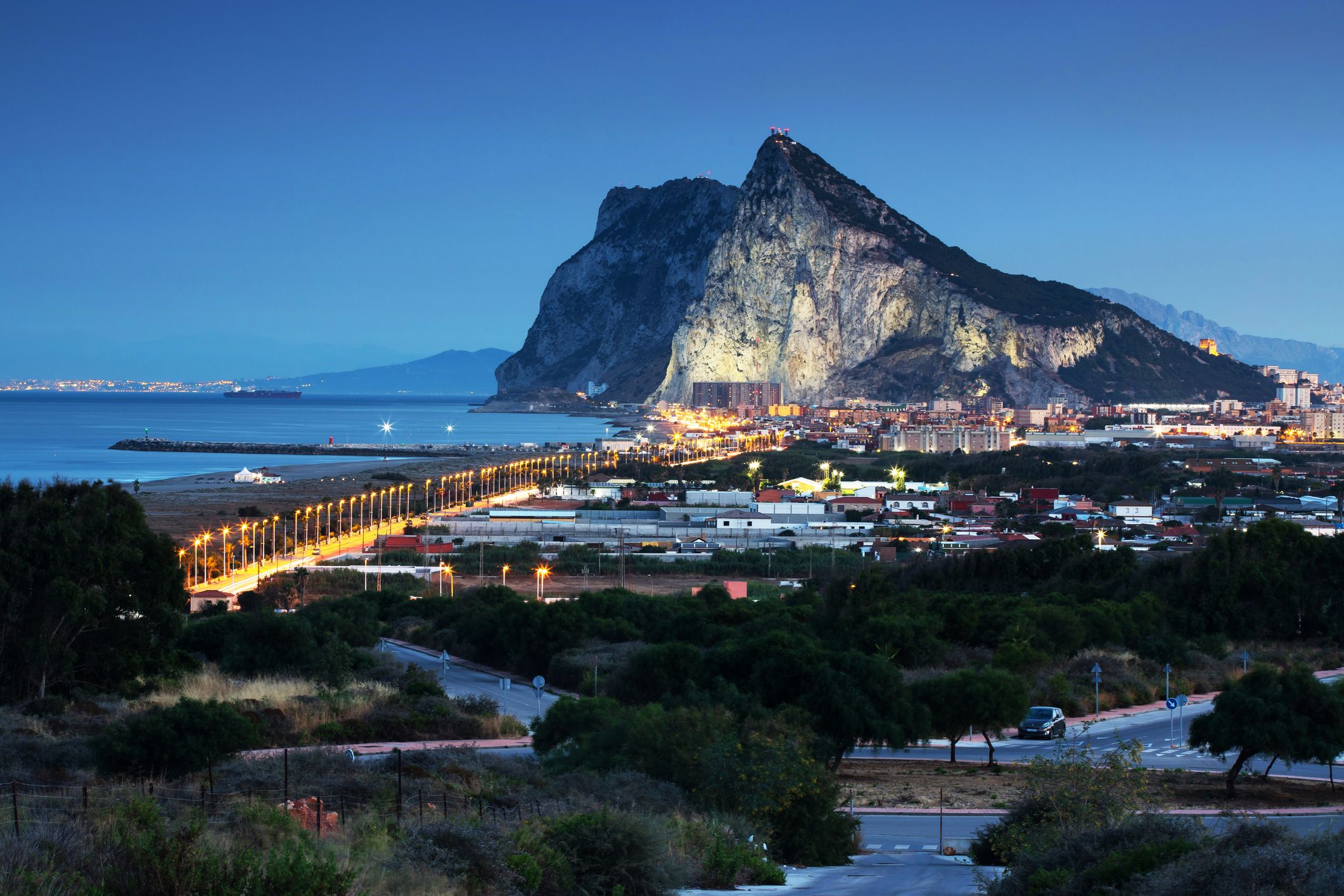 gibraltar at dusk